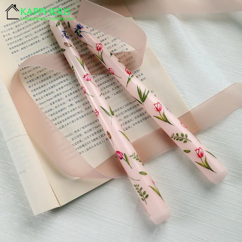 7.5'' Taper Scented Candles Romantic Hand Painted Rose Long Candle