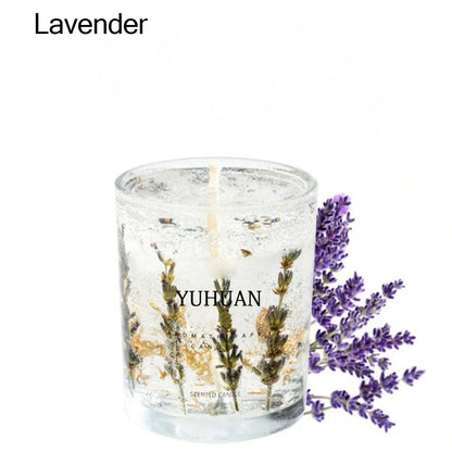Handmade Scented Gel Wax Candle with Real Flowers