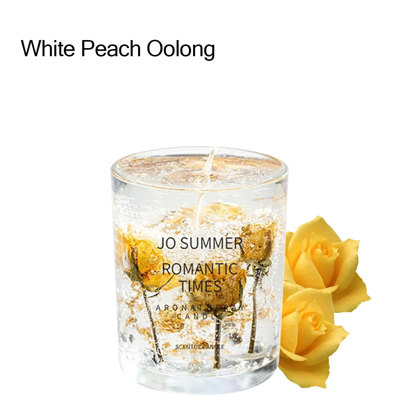 Handmade Scented Gel Wax Candle with Real Flowers