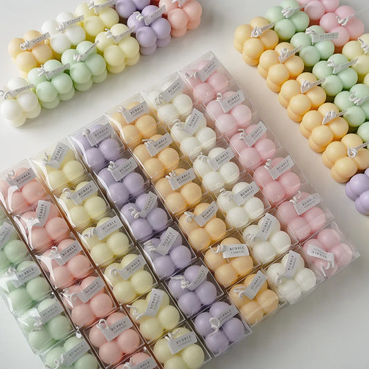 A square ball-shaped scented candle