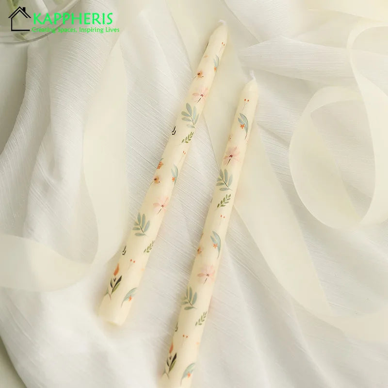 7.5'' Taper Scented Candles Romantic Hand Painted Rose Long Candle