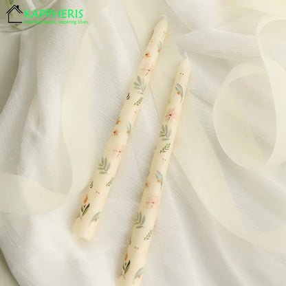 7.5'' Taper Scented Candles Romantic Hand Painted Rose Long Candle