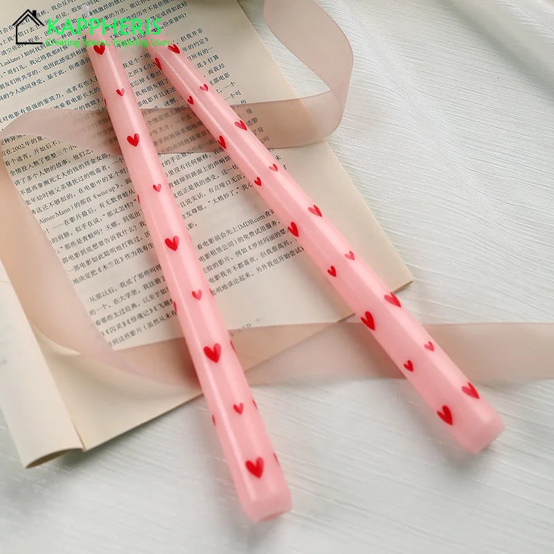 7.5'' Taper Scented Candles Romantic Hand Painted Rose Long Candle
