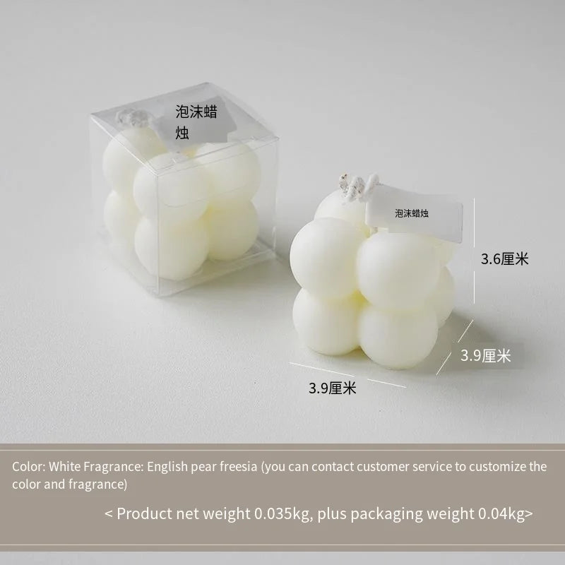 A square ball-shaped scented candle