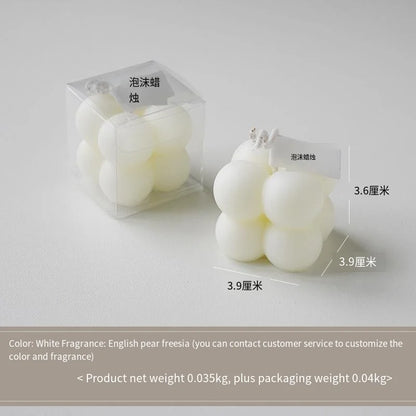 A square ball-shaped scented candle