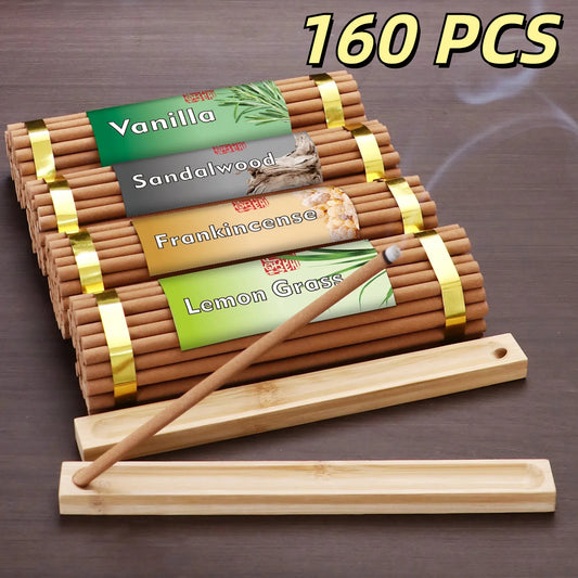 Handmade Scent Stick, Burns 100-120 mins, 160pcs with 2 Holders