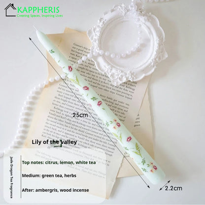 7.5'' Taper Scented Candles Romantic Hand Painted Rose Long Candle