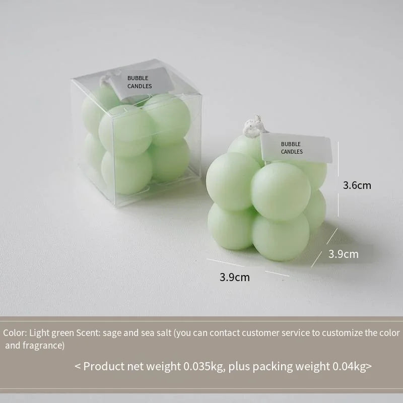 A square ball-shaped scented candle