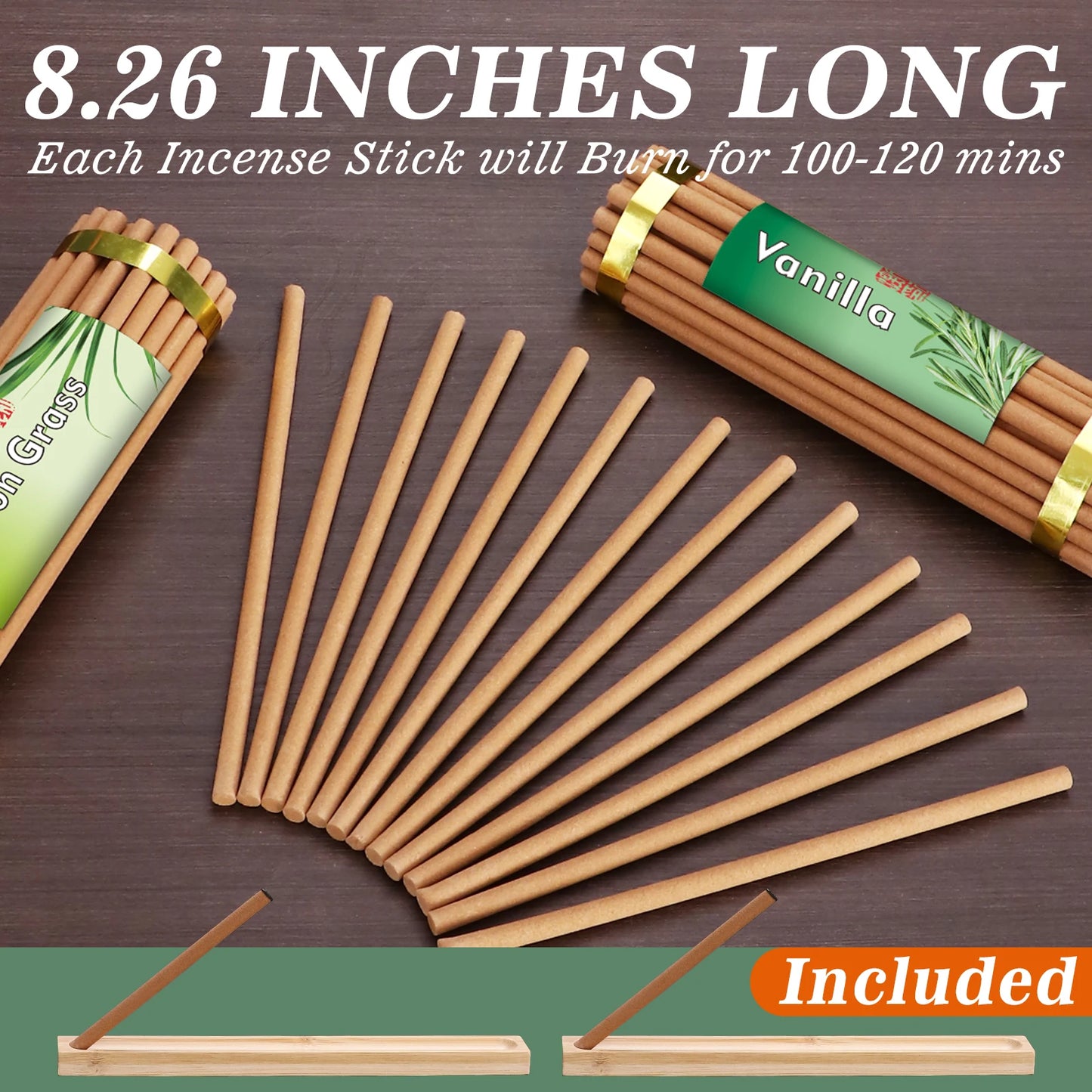 Handmade Scent Stick, Burns 100-120 mins, 160pcs with 2 Holders