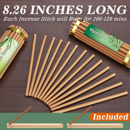Handmade Scent Stick, Burns 100-120 mins, 160pcs with 2 Holders