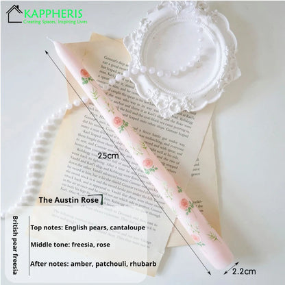 7.5'' Taper Scented Candles Romantic Hand Painted Rose Long Candle