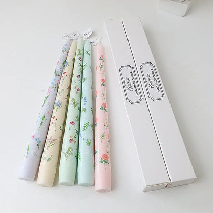 7.5'' Taper Scented Candles Romantic Hand Painted Rose Long Candle