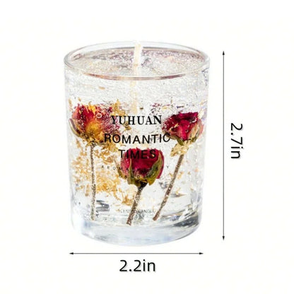 Handmade Scented Gel Wax Candle with Real Flowers