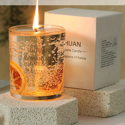 Handmade Scented Gel Wax Candle with Real Flowers