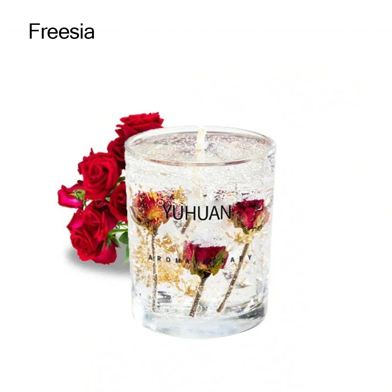 Handmade Scented Gel Wax Candle with Real Flowers