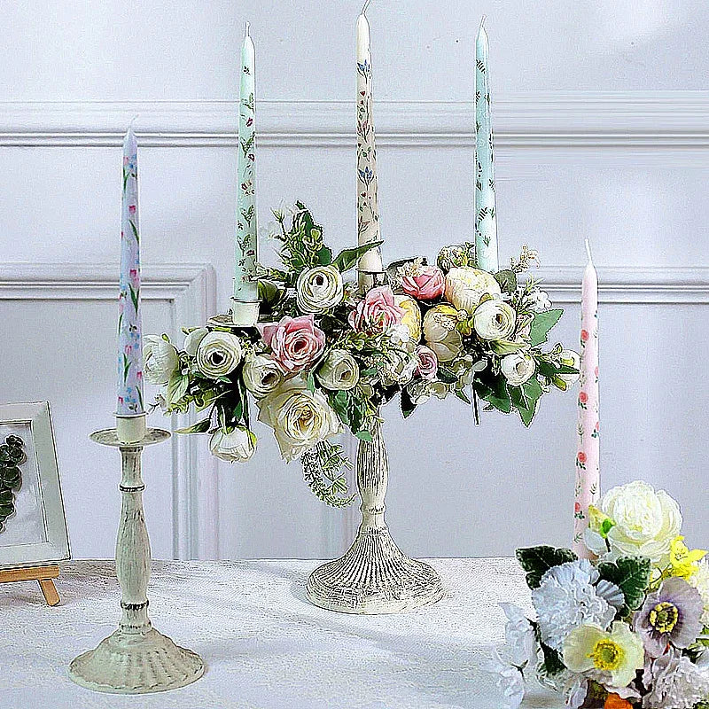 7.5'' Taper Scented Candles Romantic Hand Painted Rose Long Candle