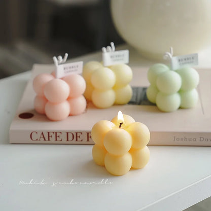 A square ball-shaped scented candle